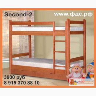 Second 2 Двухъярусная кровать для взрослых и подростков из массива сосны