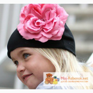 Шапка с цветком Gigis apparel Черная с розой в Краснодаре